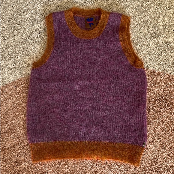 MarcJacobs Heaven Sweaters - Heaven by Marc Jacobs Small Eggplant and Orange Mohair Blend Sweater Vest NWOT